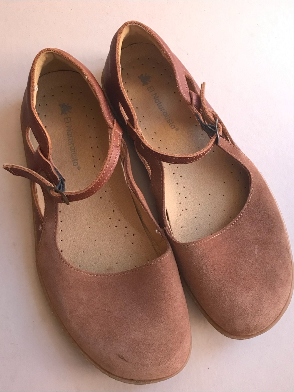 El Naturalista Shoes W S-9.5 EU 41 Suede Mary Jane Flats Brown